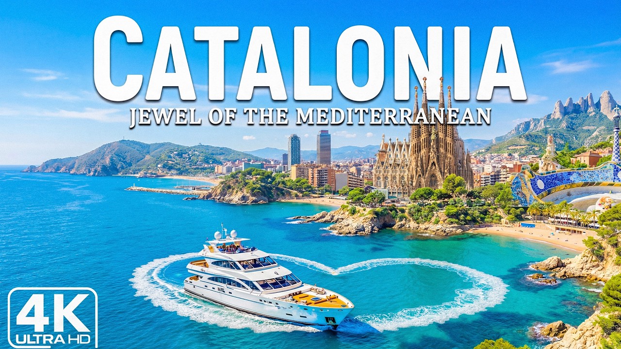 [4K] Catalonia 🇪🇸 Mediterranean Shores, Barcelona Skyline & Coastal Charm