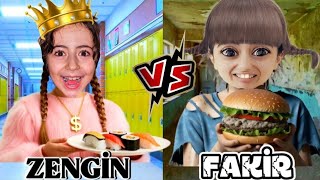 ZENGİN VS FAKİR CHALLENGE!! ESMA ve PELİNSU OKULDA ماما جابت بيبي - جنى مقداد | طيور الجنة