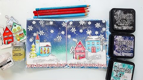 Art Journaling for Beginners - Winter Scene with Distress Inks
