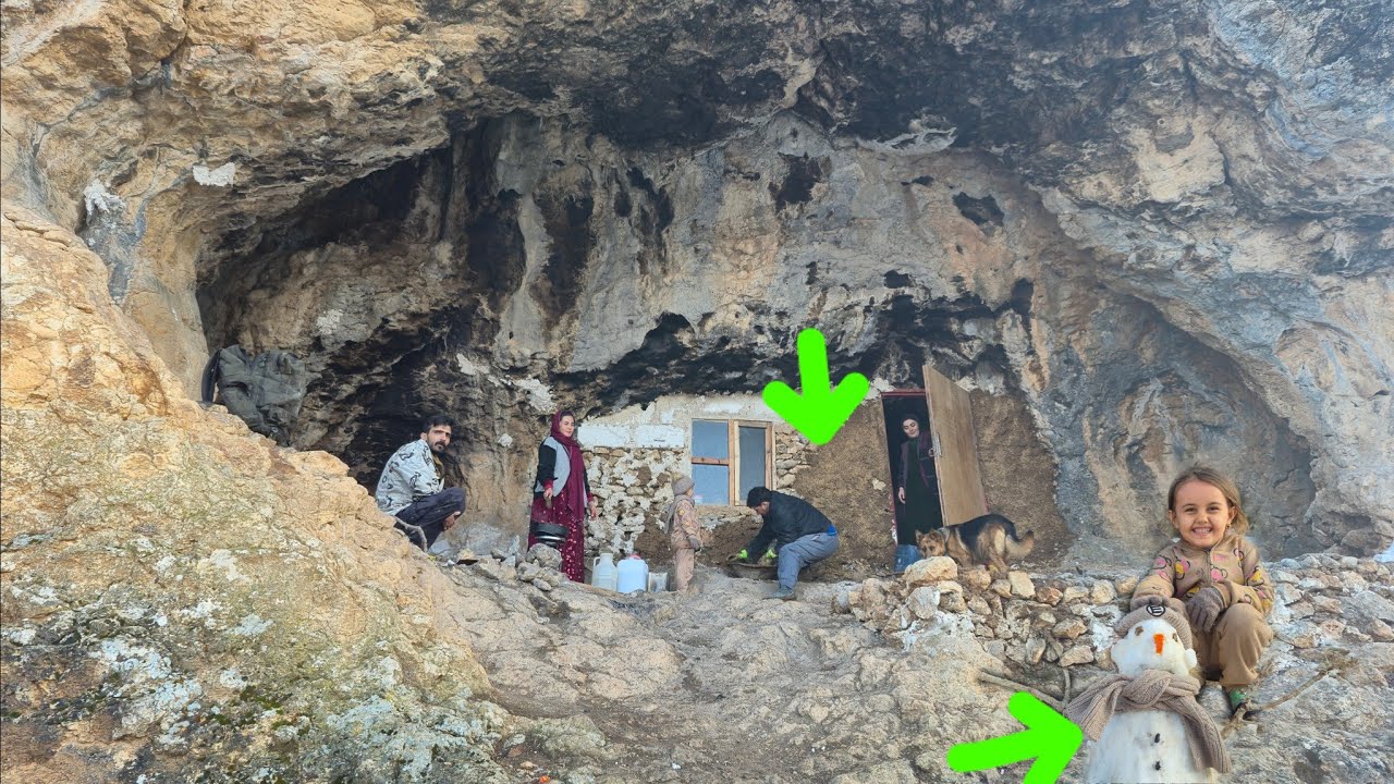 Перестройка горной пещеры в тёплый и безопасный дом для беременной женщины.