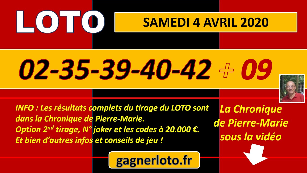 LOTO TIRAGE GAGNANT DU SAMEDI 4 AVRIL YouTube