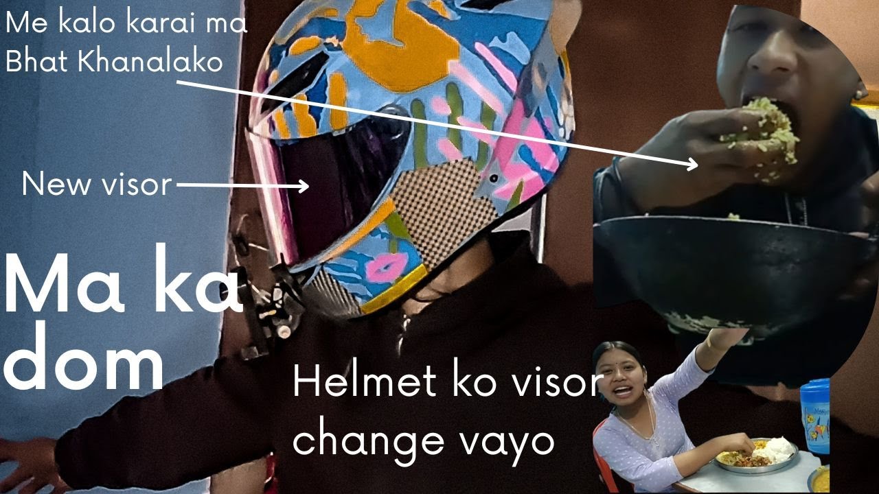 Finally kalo karai ma bhat Khanu paryo🤣 helmet ma new mercury visor wow