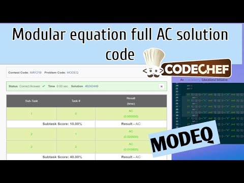 Modular equation codechef solution|| may long challenge||solution available.