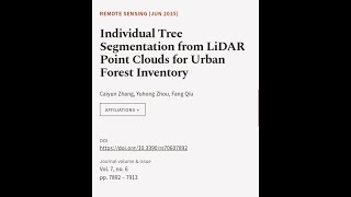 Individual Tree Segmentation from LiDAR Point Clouds for Urban Forest Inventory | RTCL.TV