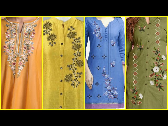 Hand Embroidered - kurti Material - Blue