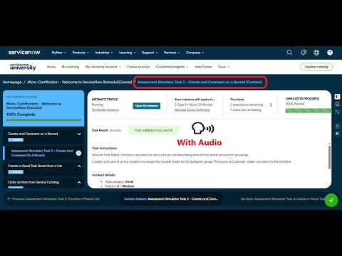 Assessment Simulator Task 3 - Create and Comment on a Record | Micro-Certification - ServiceNow