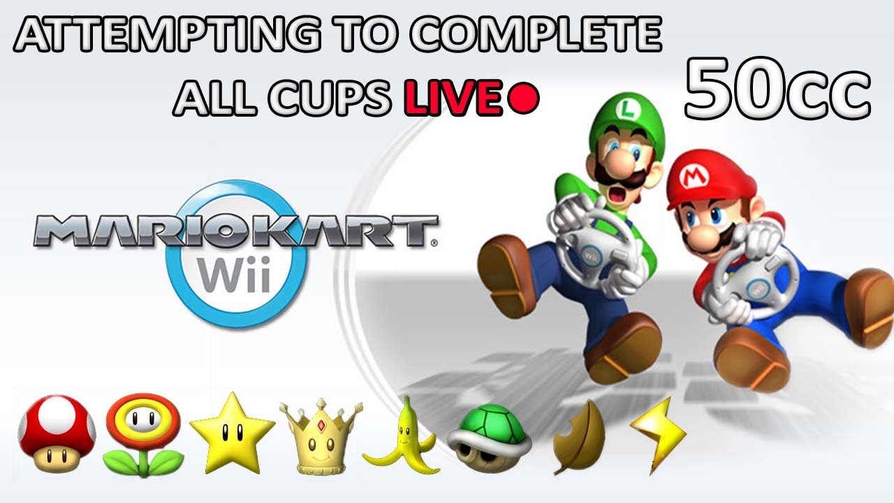 COMPLETING ALL MARIO KART WII CUPS (50cc) VOD YouTube