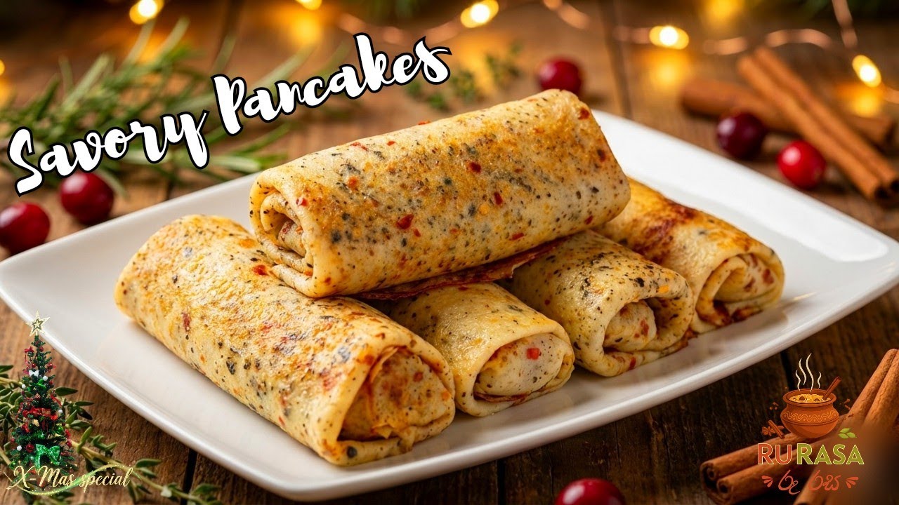 පැණි රස නැති සැරට හදන පෑන් කේක් | Xmas Savory Pancakes Recipe