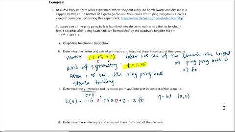 4a.2: Applications of Quadratic Functions Example