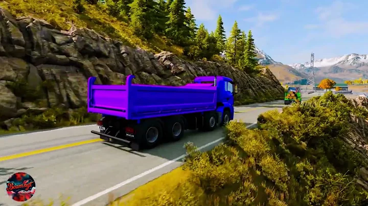 Cars & Ambulance Van vs Giant Pit Bollards Crash - BeamNG.Drive