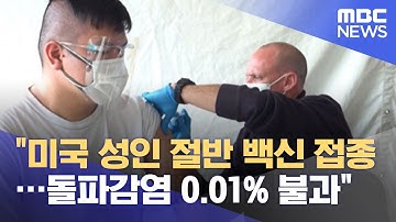 "미국 성인 절반 백신 접종…돌파감염 0.01% 불과" (2021.05.26/뉴스투데이/MBC)