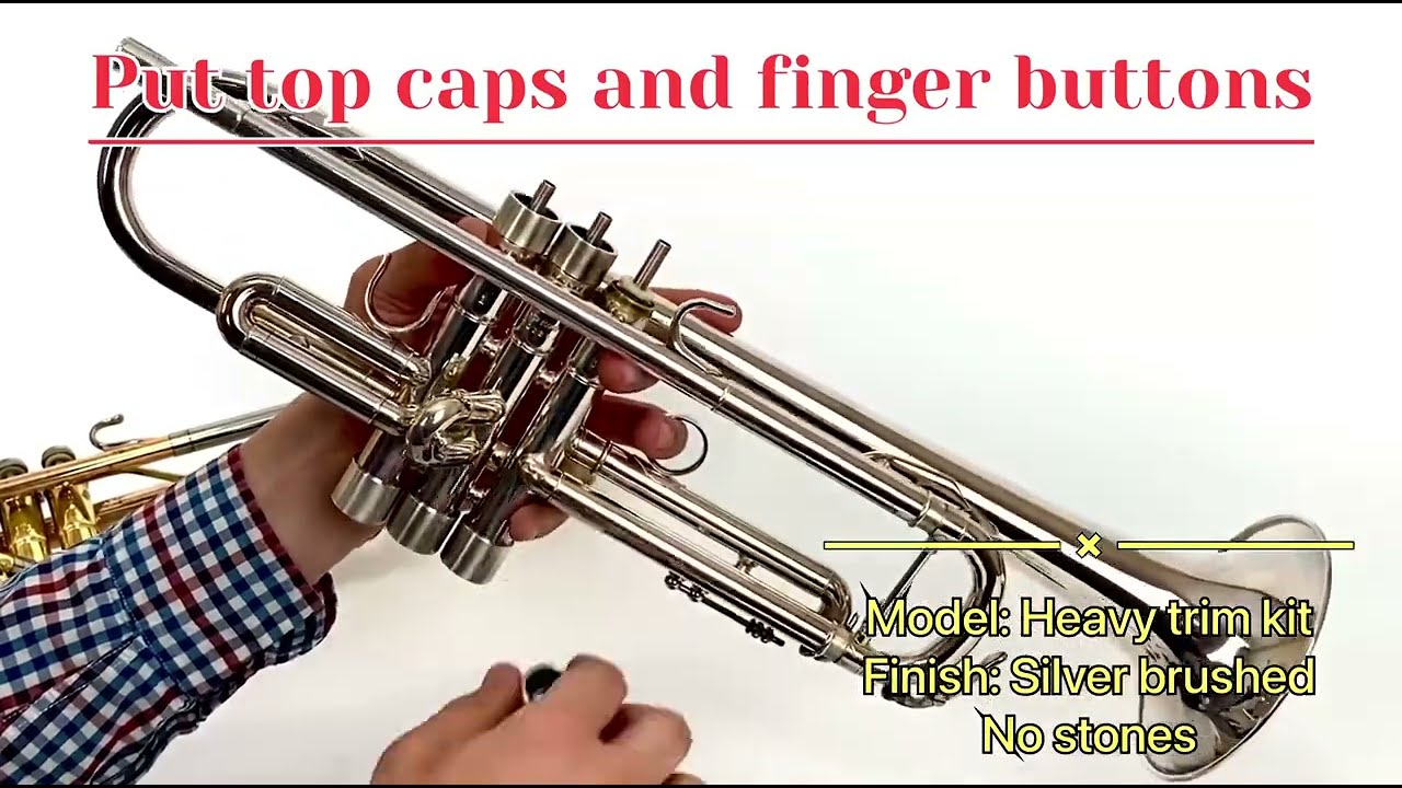 Complete assembly Trumpet Heavy Trim Kit with Valve Stem. KGUmusic