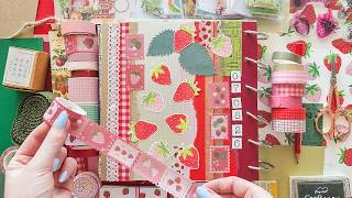 ASMR Scrapbook With Me #59 | Strawberry Theme | Relaxing Stationery Sounds | No Talking