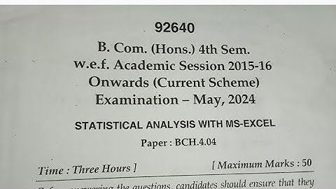 2024 Statistical analysis | bcom hons | mdu | sem -4 | #mduexam2024 #old_question_paper