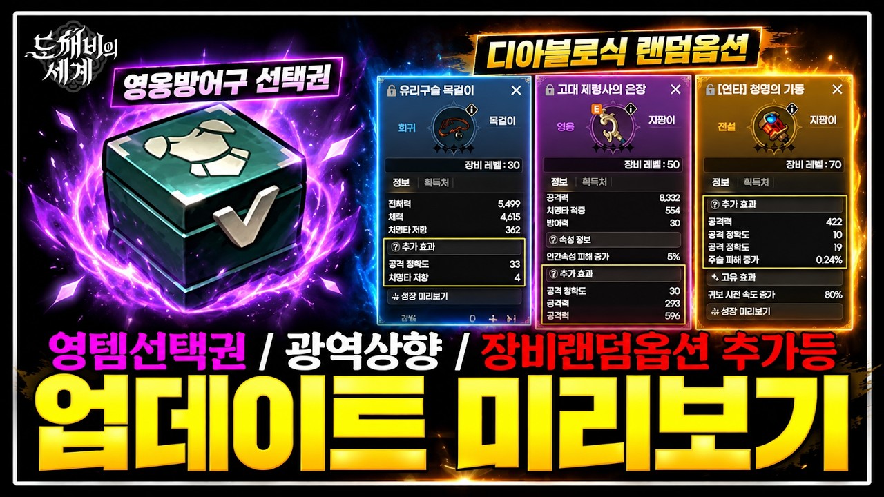 [도깨비의 세계] 내일 전투력 떡상합니다🔥추가옵션+영웅선택권 등 [공식라방 총정리]