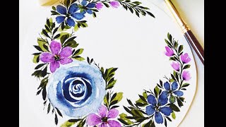 Watercolor Floral Wreath Tutorial | Easy Watercolor Painting Ideas for Beginners