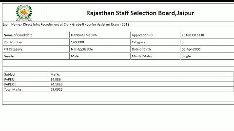 Rsmssb ldc Marks 2019