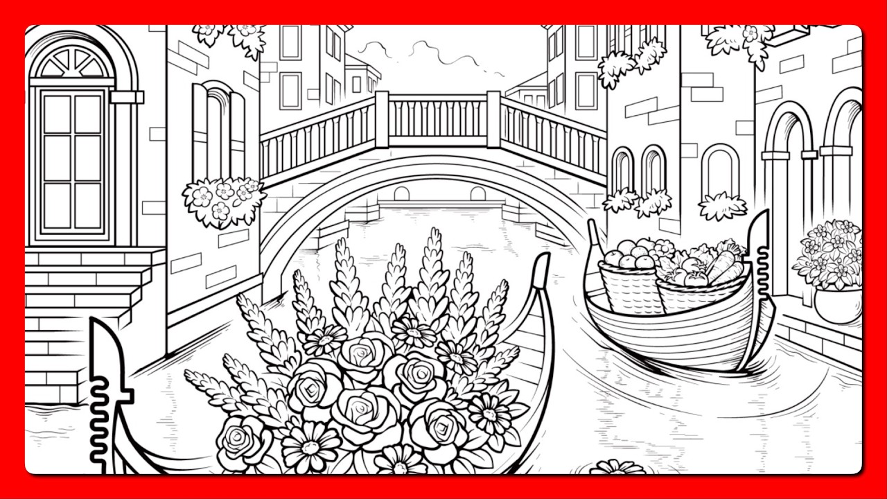 Color by Number Gondolas, Flowers & Shooting Stars Magical Venice Canal Color Oasis #coloringbook