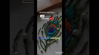 🦚🧿 Krishna Feather Embroidery ✨#youtubeshort#uploadyoutubeshorts#shorts#embroidery#learnembroidery