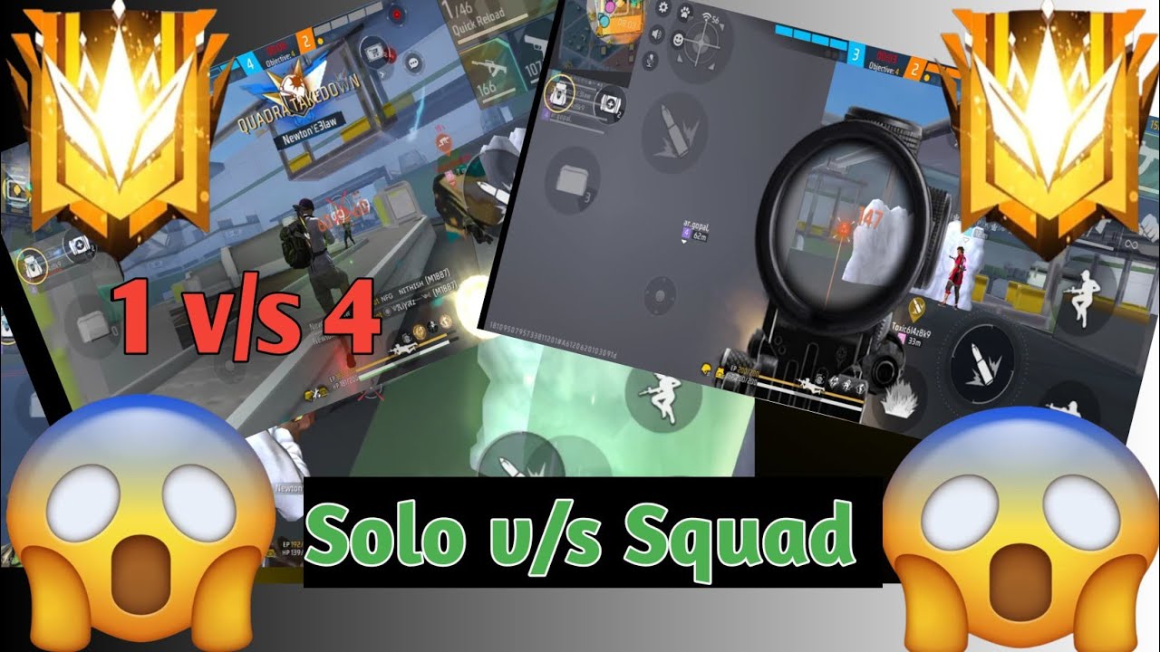 Free Fire 1 v/s 4 😎😂 || Solo vs Squad | Clash Squad 1 v/s 4 In Free ...