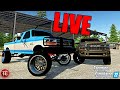 Farming Simulator 22 LIVE: BUYING NEW CUSTOM TRUCKS! FORD OBS, RAM 3500, NEW BUILDINGS, & MORE!