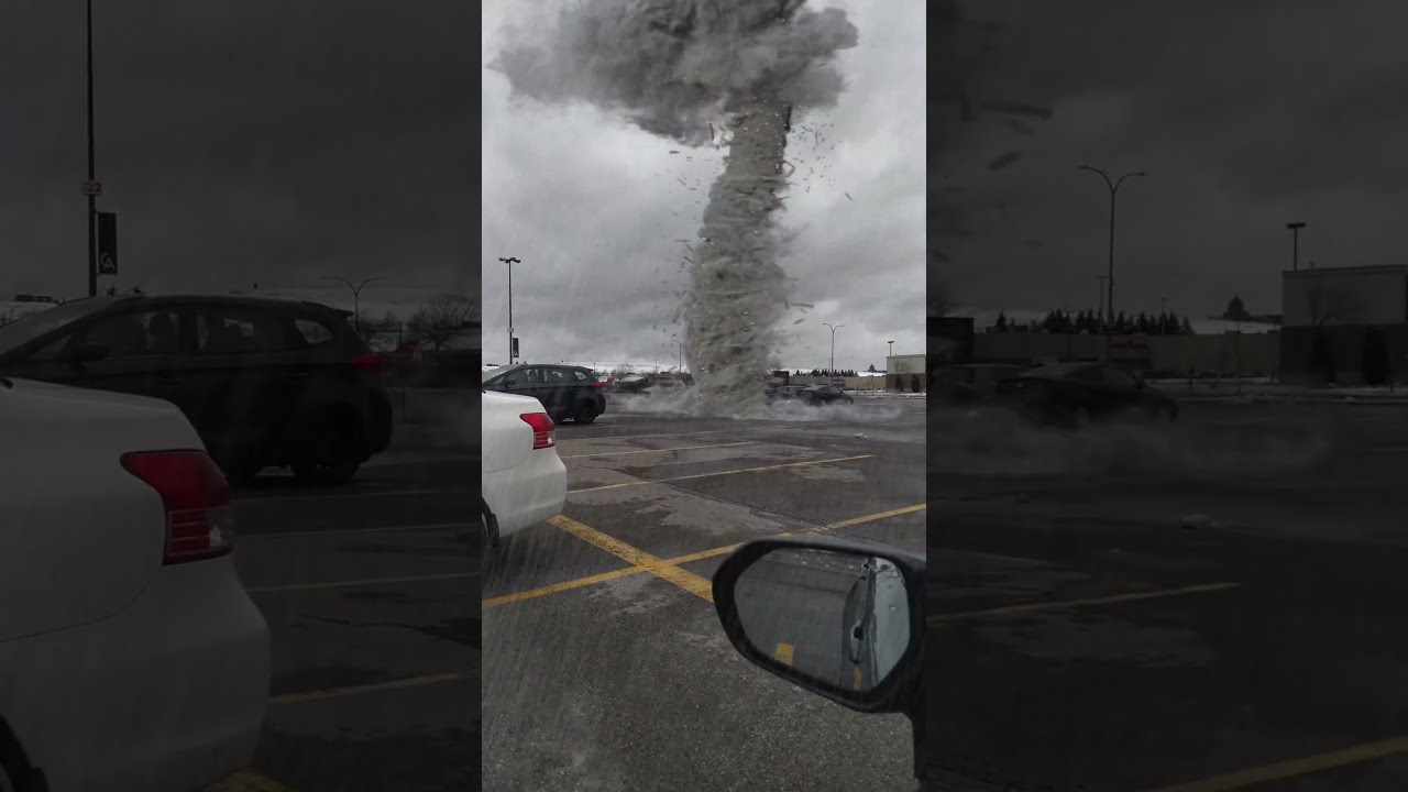 Small Tornado On A Parking Lot