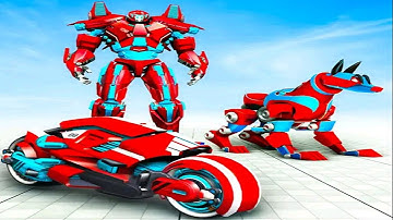 Dog Robot Transform Flying Moto Robot War 2022 - Android iOS Gameplay
