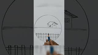 easy scenery drawing | easy circle drawing | pencil drawing #viral #shorts #art #circledrawing