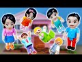 شوفو خوخه عملت ايه في بيت الجيران - عائلة مريم و السنافر- قصص اطفال - العاب حمزة