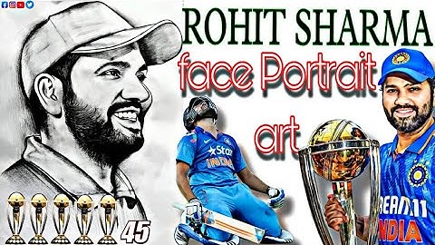 HOW TO DRAW ROHIT SHARMA FACE PORTRAIT || EASY WAY TO DRAW ROHIT SHARMA FACE. #rohitsharma #youtube