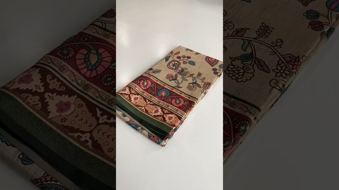 Soft Silk Kalamakari Fusion Printed Saree