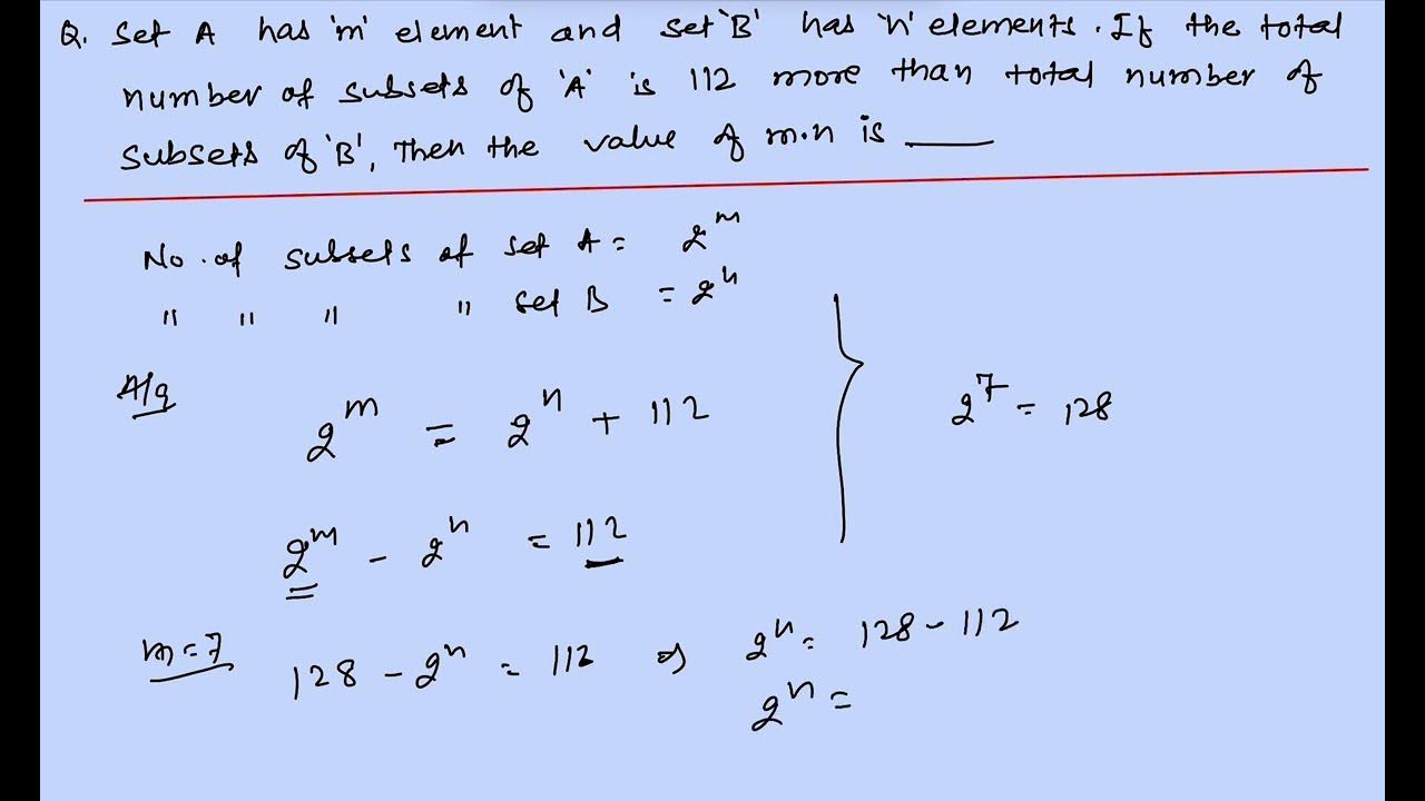 Set a has m elements and set b has n elements if the total number of