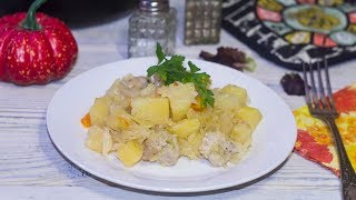 Картошка с капустой и мясом в мультиварке Картошка с капустой и мясом в мультиварке