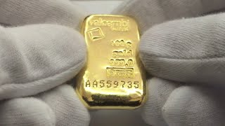 Valcambi 100 Gram 9999 Gold Cast Bar