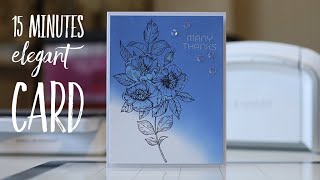 15 minutes Elegant Thank you card / Betterpress Letterpress Spellbinders/ monochromatic pretty card