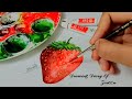 How to draw a strawberry ll watercolour ll drawing diary of zareen