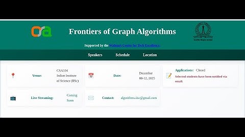 Frontiers of Graph Algorithms | Day 3 | 10th Dec 2025