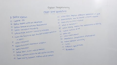 IMPORTANT QUESTIONS PYTHON | BCA