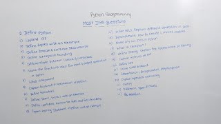 IMPORTANT QUESTIONS PYTHON | BCA