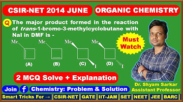 MCQ about substitution reaction (SN2) CSIR NET 2014 June solve with explanation & 1 sample question