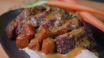 Grass-Fed Madeira Brisket with Almond Parsnip Puree (ButcherBox Beef Brisket | Sear; Braise)