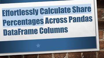 Effortlessly Calculate Share Percentages Across Pandas DataFrame Columns
