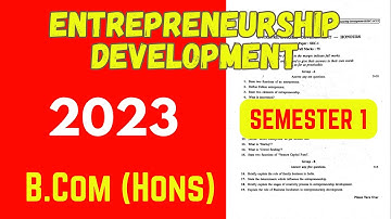 Entrepreneurship Development Question Paper 2023 | B.Com Honours | Semester 1 | Calcutta University