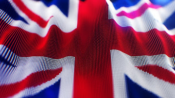 🇬🇧 Stylized British Flag Wave Animation. UK Waving Particles Loop Footage Background +4K 60FPS