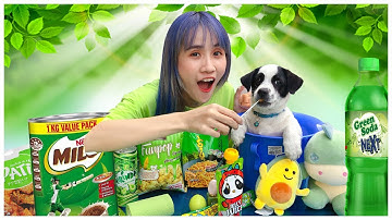 Thử Thách Sử Dụng Tất Cả Đồ Màu Xanh Lá Cùng MON - Vê Vê Channel