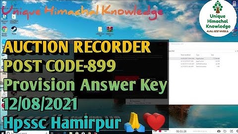 AUCTION RECORDER POST CODE-899 Answer Key Hpssc Hamirpur 🙏