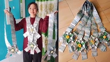 cara membuat kalung uang saweran simpel dan mudah