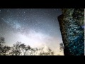 Milky way behind castle ruin