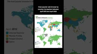 Most popular web browser by country: Comparison between April 2012 and April 2022