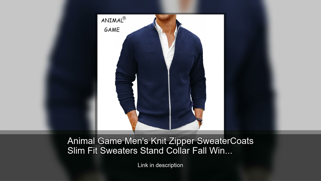 Animal Game Men's Knit Zipper SweaterCoats Slim Fit Sweaters Stand Collar Fall Winter Cardigan